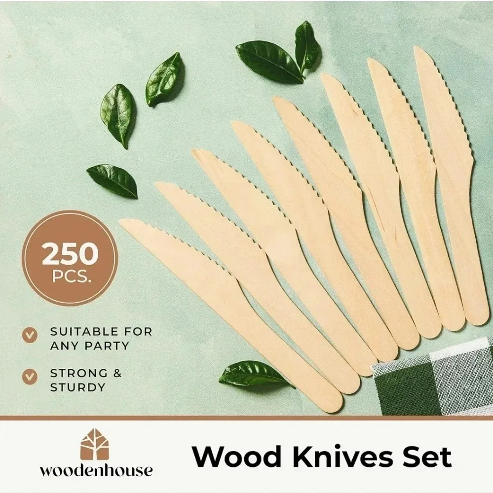 Disposable Wooden Knives Set of 250 Pcs